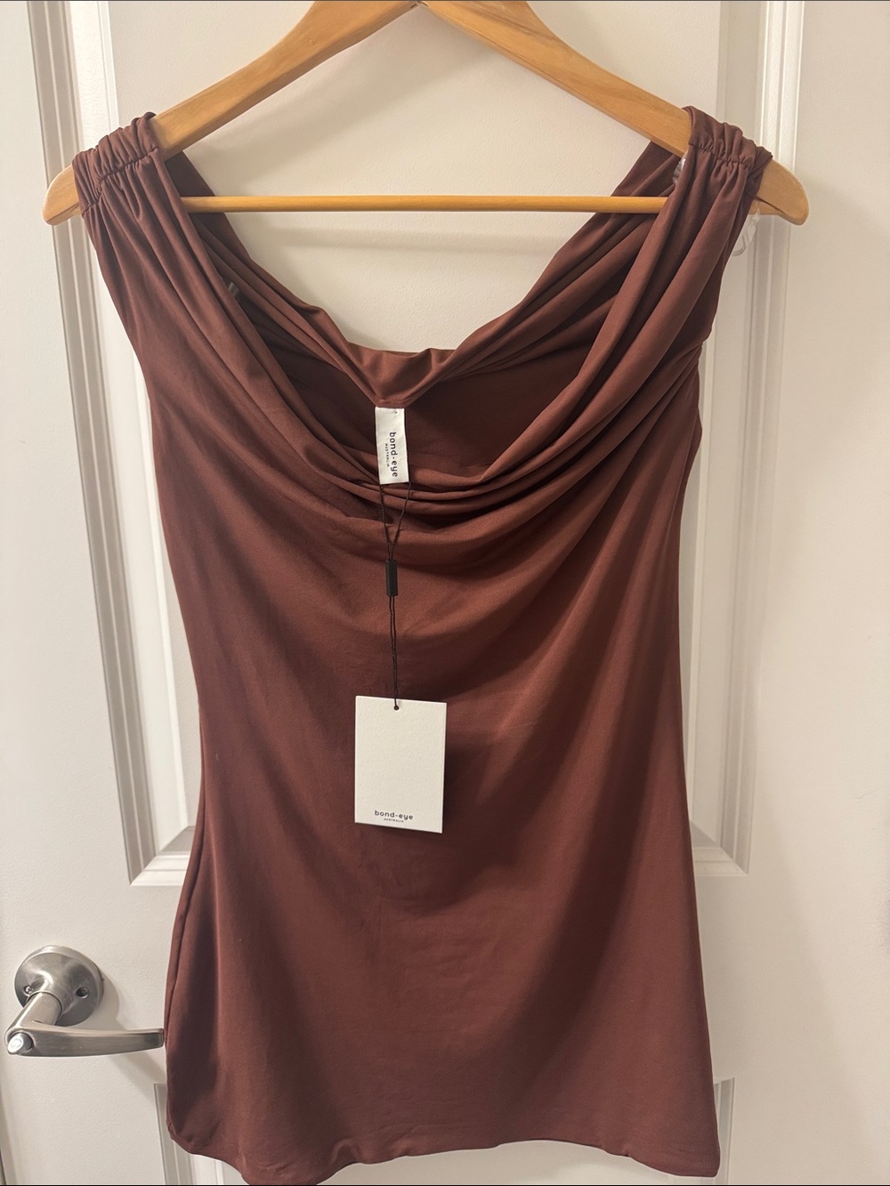 NWT. Bond-eye Seimwear Brand Sleeveless Nixi Mini Dress in Arabica Brown M/L - Picture 4 of 13